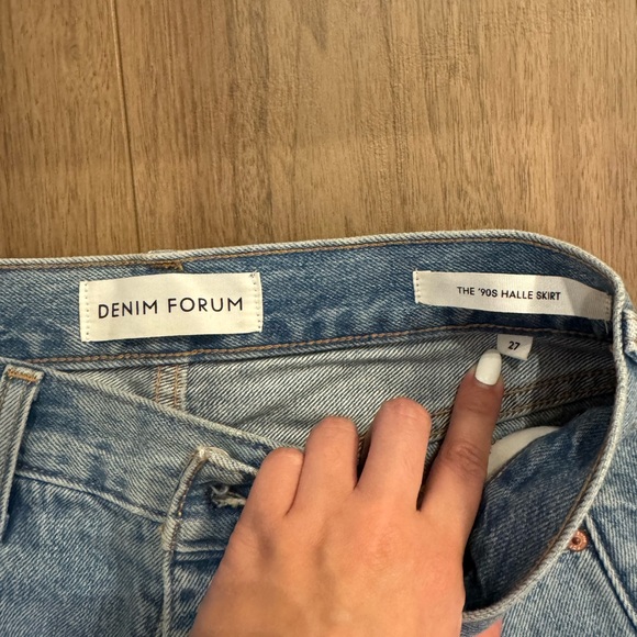Denim Maxi Skirt with Front Slit - Picture 2 of 3